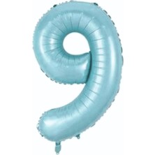 Best Parti 9 Açık Mavi Renk Rakam Folyo Balon 80 cm
