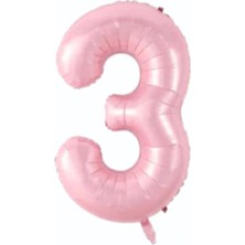 Best Parti 3 Açık Pembe Renk Rakam Folyo Balon 80 cm