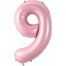 Best Parti 9 Açık Pembe Renk Rakam Folyo Balon 80 cm