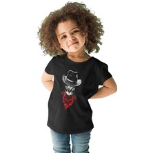 Darkhane Bandanalı Kovboy Siyah Unisex Çocuk Tişört T-Shirt