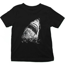 Darkhane Köpek Balığı Siyah Unisex Çocuk Tişört T-Shirt
