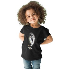 Darkhane Golf Oynayan Astronot Siyah Unisex Çocuk Tişört T-Shirt