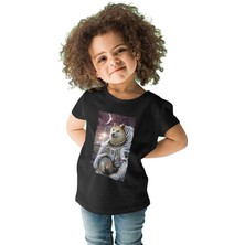 Darkhane Astronot Husky Siyah Unisex Çocuk Tişört T-Shirt