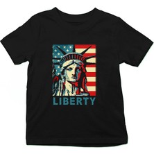 Darkhane Özgürlük Heykeli Siyah Unisex Çocuk Tişört T-Shirt
