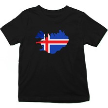 Darkhane Izlanda Siyah Unisex Çocuk Tişört T-Shirt
