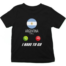 Darkhane Arjantin Siyah Unisex Çocuk Tişört T-Shirt