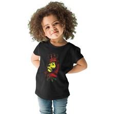 Darkhane Kral Taçlı Aslan Siyah Unisex Çocuk Tişört T-Shirt