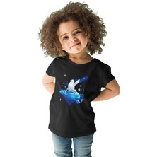 Darkhane Şirin Kutup Ayısı Siyah Unisex Çocuk Tişört T-Shirt