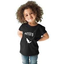 Darkhane Balıkçı Balıkçılık Siyah Unisex Çocuk Tişört T-Shirt