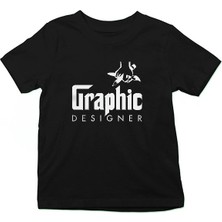 Darkhane Grafiker Dizayner Siyah Unisex Çocuk Tişört T-Shirt