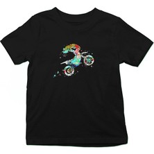 Darkhane Motor Sporları Siyah Unisex Çocuk Tişört T-Shirt