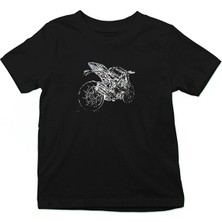 Darkhane Motor Sporları Siyah Unisex Çocuk Tişört T-Shirt