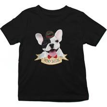 Darkhane Sevimli French Bulldog Siyah Unisex Çocuk Tişört T-Shirt
