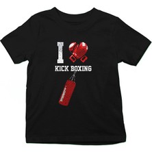 Darkhane Kick Boks Siyah Unisex Çocuk Tişört T-Shirt