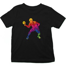Darkhane Masa Tenisi - Ping Pong Siyah Unisex Çocuk Tişört T-Shirt