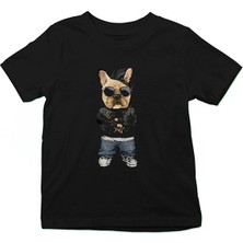 Darkhane Rap Hip Hop Buldog Siyah Unisex Çocuk Tişört T-Shirt