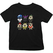 Darkhane Pug Çetesi  Siyah Unisex Çocuk Tişört T-Shirt