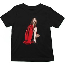 Darkhane Kırmızı Ceket Stili Siyah Unisex Çocuk Tişört T-Shirt