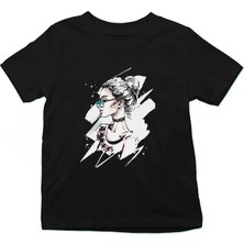 Darkhane Fashion Girl Siyah Unisex Çocuk Tişört T-Shirt