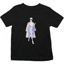 Darkhane Moda Ikonu Siyah Unisex Çocuk Tişört T-Shirt