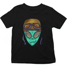 Darkhane Sürücü Alien Siyah Unisex Çocuk Tişört T-Shirt