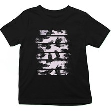 Darkhane Uçan Karga Siyah Unisex Çocuk Tişört T-Shirt