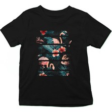 Darkhane Dansçı  Flamingo Siyah Unisex Çocuk Tişört T-Shirt