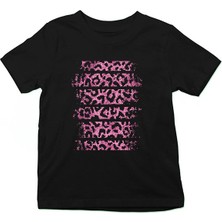 Darkhane Pembe Leopar Siyah Unisex Çocuk Tişört T-Shirt