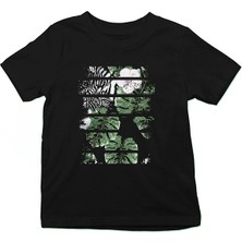 Darkhane Tropik Zebra Siyah Unisex Çocuk Tişört T-Shirt