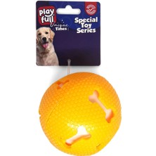 Playfull Öten Kemik Desenli Plastik Top Köpek Oyuncağı 7,5 Cm