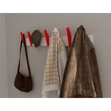 3 Boyutlu Hepsi Modern Duvar Kanca Askılık - 7 Adet Kırmızı Askılık - 80 cm Beyaz Mdflam - Model 104