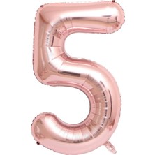 Rönesans Parti 5 Rose Gold Rakam Folyo Balon 80 cm
