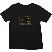 Darkhane Altın Oran Renkli Siyah Unisex Çocuk Tişört T-Shirt