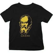 Darkhane Galileo Galilei Siyah Unisex Çocuk Tişört T-Shirt
