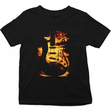 Darkhane Tasarım Elektro Gitar Siyah Unisex Çocuk Tişört T-Shirt