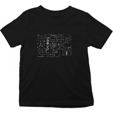 Darkhane Kimya Fizik Matematik Denklemleri Siyah Unisex Çocuk Tişört T-Shirt