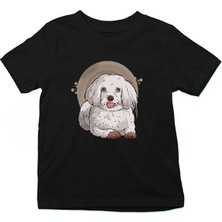 Darkhane Siyah Poodle Kaniş Siyah Unisex Çocuk Tişört T-Shirt
