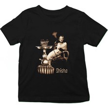 Darkhane Nargile Shisha Hookah Siyah Unisex Çocuk Tişört T-Shirt