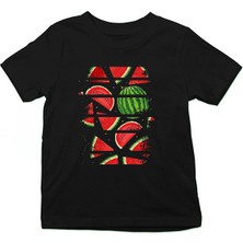 Darkhane Karpuz Siyah Unisex Çocuk Tişört T-Shirt