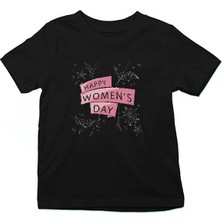 Darkhane 8 Mart Dünya Kadınlar Günü Siyah Unisex Çocuk Tişört T-Shirt