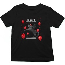 Darkhane 19 Mayıs Atatürk'ü Anma, Gençlik ve Spor Bayramı Siyah Unisex Çocuk Tişört T-Shirt