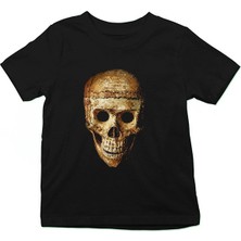 Darkhane Gerçekçi Kurukafa Siyah Unisex Çocuk Tişört T-Shirt