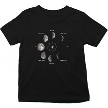 Darkhane Ay Siyah Unisex Çocuk Tişört T-Shirt