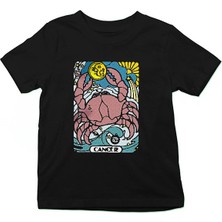 Darkhane Yengeç Burcu Siyah Unisex Çocuk Tişört T-Shirt