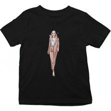 Darkhane Iş Kadını Tarzı Siyah Unisex Çocuk Tişört T-Shirt