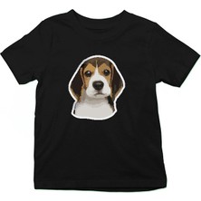 Darkhane Beagle Sevimli  Siyah Unisex Çocuk Tişört T-Shirt