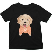 Darkhane Siyahl Bana Poodle Kaniş Siyah Unisex Çocuk Tişört T-Shirt