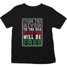 Darkhane Filistin Siyah Unisex Çocuk Tişört T-Shirt