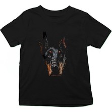 Darkhane Şirin Doberman Siyah Unisex Çocuk Tişört T-Shirt