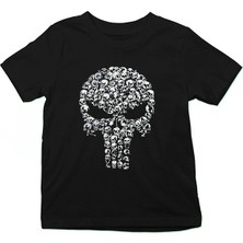 Darkhane Kurukafa Punisher Siyah Unisex Çocuk Tişört T-Shirt